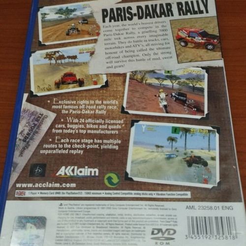 Paris-Dakar Rally PS2 game used, racing