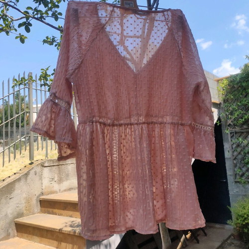 Dusty Pink Romantic Top satin-lined, like new, size XL