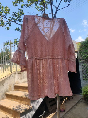 Dusty Pink Romantic Top satin-lined, like new, size XL