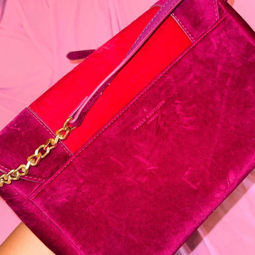Paul's Boutique Crossbody Bag like new, suede, red and pink color-blocking
