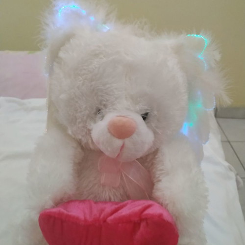 Plush bear used that changes colors and plays music