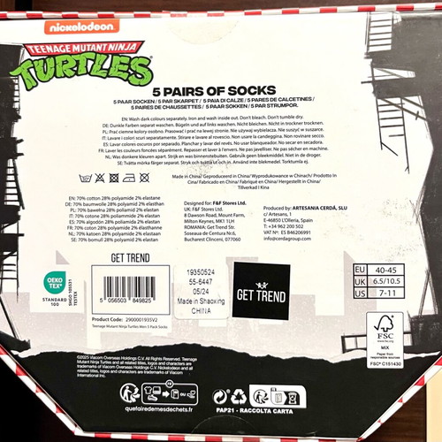 TMNT 5 pairs of socks new with tags set