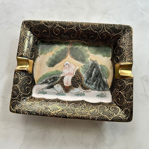 Vintage Satsuma ashtray, hand-painted