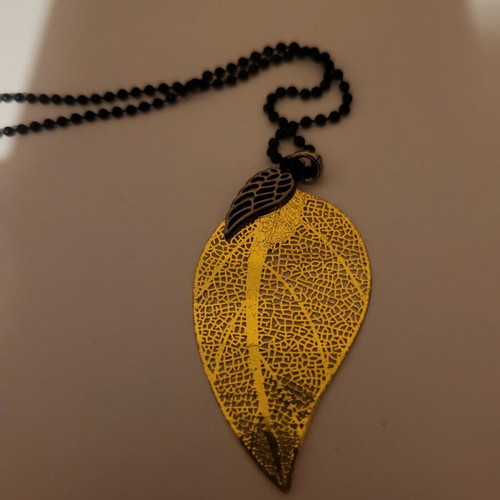 Necklaces used, set of 4 with colorful beads and gold leaf