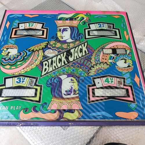 Bally Black Jack pinball glass used, original backglass