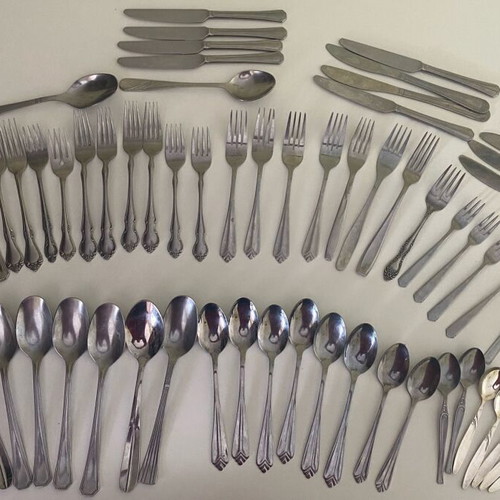 Cutlery used, pack of 75 pieces, vintage and everyday designs