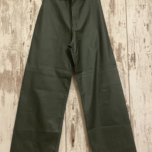 Pink Woman Khaki Waxed Wide Leg Trousers S–M Like New