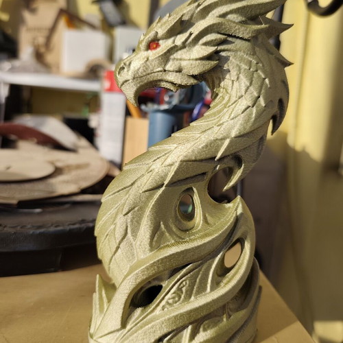 Golden Dragon 17cm 3D printed decorative sculpture new