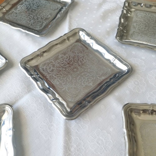 Set of 6 Square Rostfrei 18/C Serving Plates like new