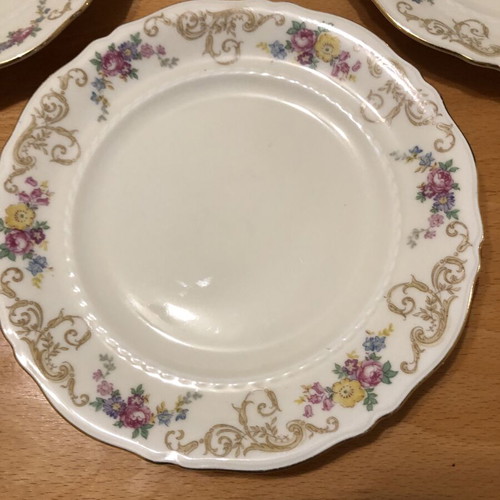 Pirkenhammer porcelain plates like new with floral rococo gold trim