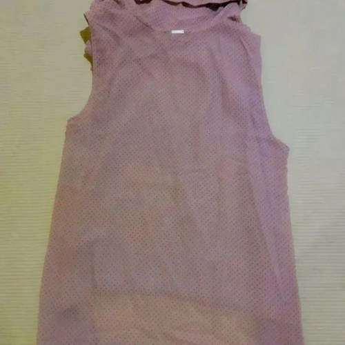 Small BSB No38 ημιδιάφανη πουά μπλούζα dusty pink-καφέ μεταχειρισμένη με κορδέλα