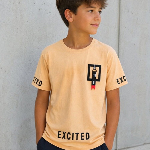 Hashtag boys' short sleeve t-shirt, yellow and black, size S 164 cm