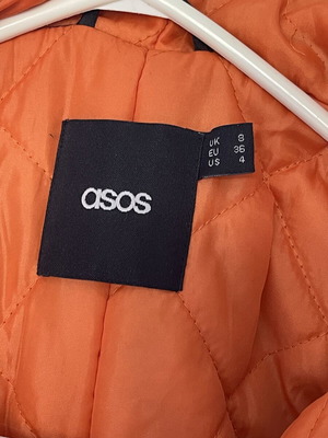 ASOS parka size S, black and orange
