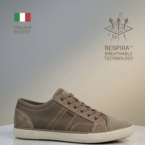 Geox Respira casual ανδρικά sneakers, σουέτ και ύφασμα, νούμερο 43, χακί