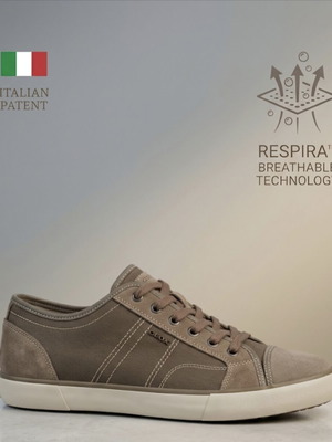 Geox Respira casual ανδρικά sneakers, σουέτ και ύφασμα, νούμερο 43, χακί
