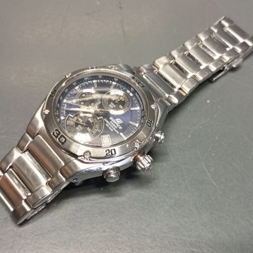 Casio Edifice Chronograph EF-517 men's wristwatch used, silver