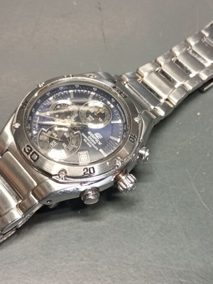 Casio Edifice Chronograph EF-517 men's wristwatch used, silver