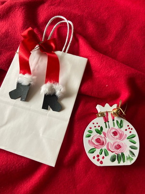 Wooden pomegranate new hand-painted with handmade bag