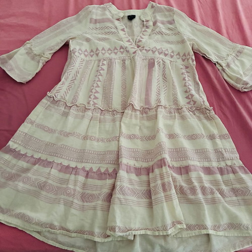 Vero Moda cotton dress, white and pink
