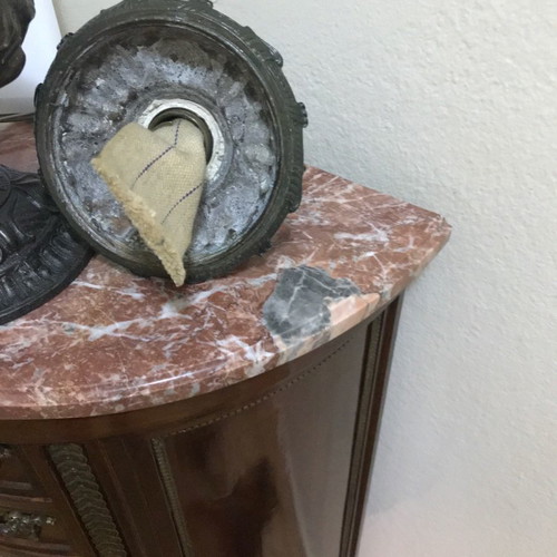 Antique lamp used with brass base and opaline shade