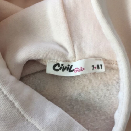 Girls' hoodie with rhinestone designs used, size 128 cm