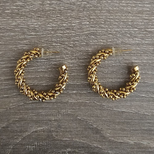 Gold hoop earrings, 3 cm, stainless steel