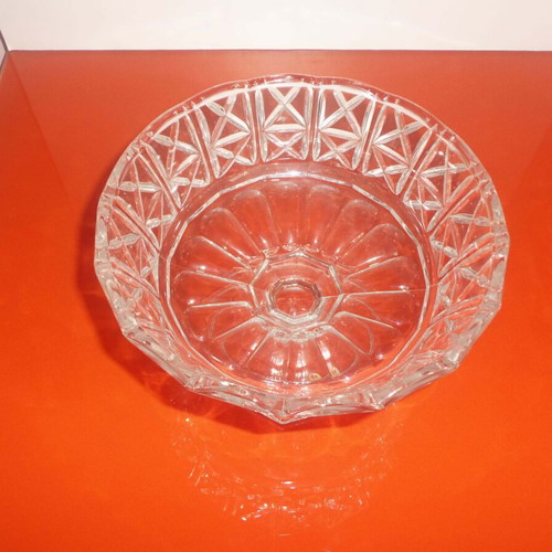 Crystal vintage fruit bowl with decoration FIDENZA IDEE IN VETRO height 15 and diameter 22 cm