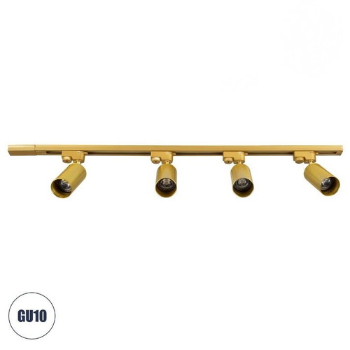 LEO 60360 Ceiling Light Modern Rail with 4 Adjustable Aluminum Spots Gold