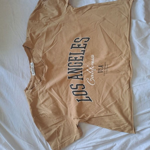 Stradivarius Los Angeles beige T-shirt used, size L