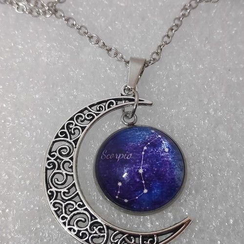 Scorpio Zodiac Pendant with Crescent Moon, like new