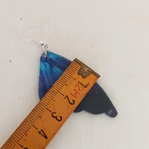 Butterfly wing earrings new, blue plexiglass