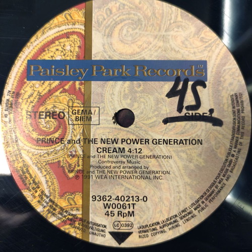 Prince And The New Power Generation Cream 12" vinyl single used