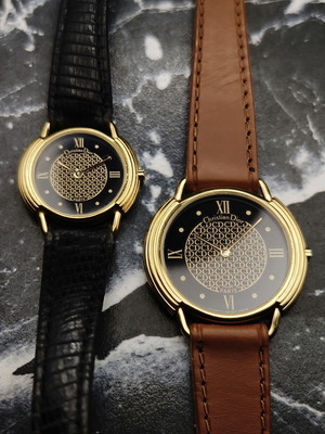 Christian Dior Paris σετ ρολογιών ζευγαριού vintage quartz μεταχειρισμένο