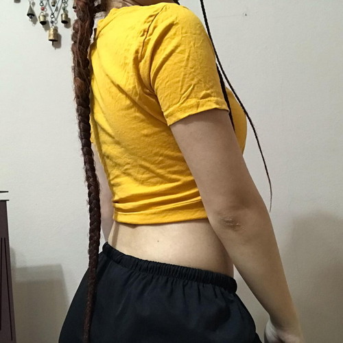 Zara crop top used, yellow, size S