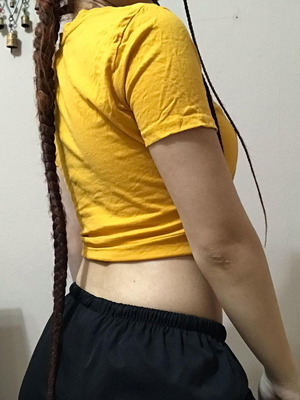 Zara crop top used, yellow, size S