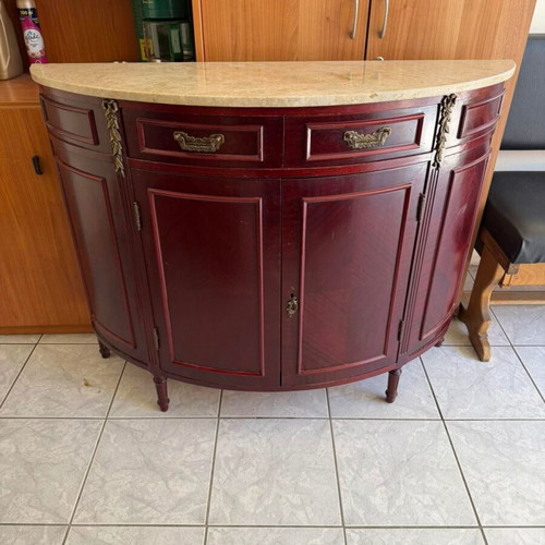 Classic wooden console like new with mirror and marble surface