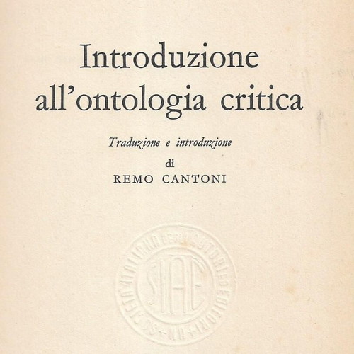Introduzione all΄ ontologia critica used book in Italian