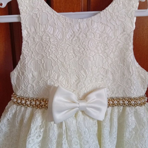 Dress No5 lace ivory with golden beads, like new, size 110 cm