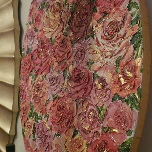 Painting with roses new, sculptural technique 50×30