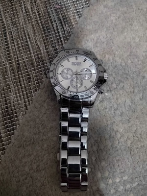 Boss men's silver wristwatch, new