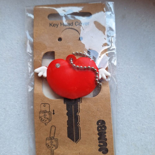Key cover heart keychain, red