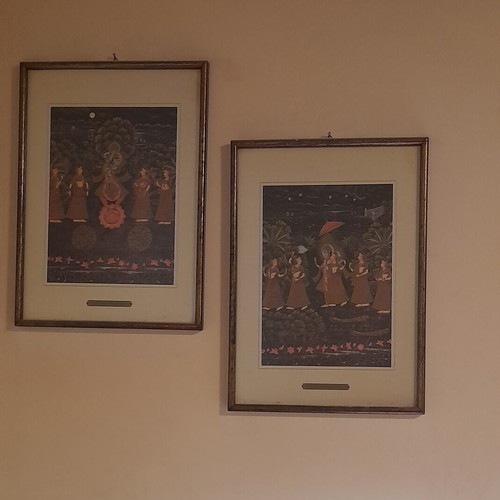 Buddhist iconography like new, two silk screen prints