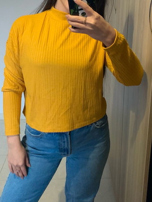 Stradivarius blouse used, yellow, size XS