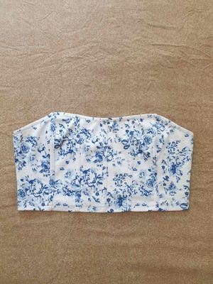 Γυναικείο strapless μπουστάκι Large άσπρο και μπλε σαν καινούργιο
