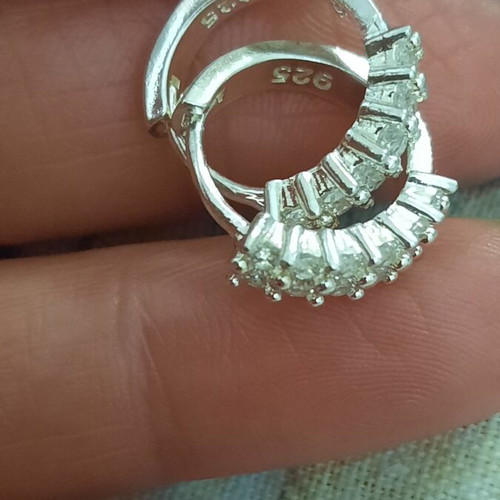 925 silver earrings with sparkling stones, small