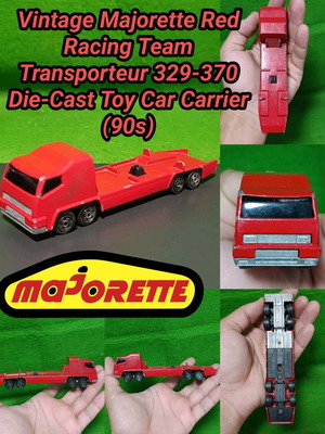Vintage Majorette Red Racing Team Transporteur 329-370 Die-Cast Toy Car Carrier 90s