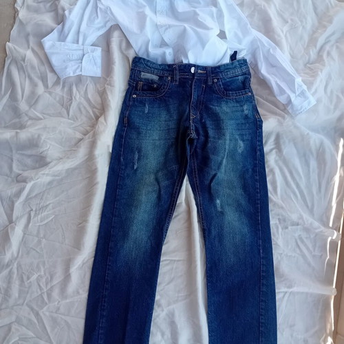 Boys' Set White Shirt Benito and Jeans Like New, Age 12