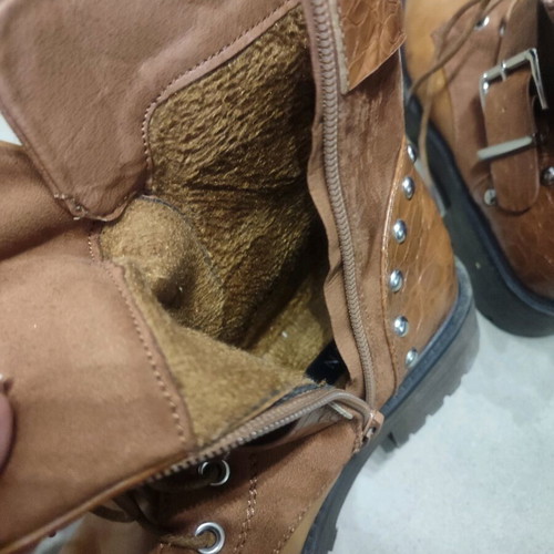 Erynn women's biker boots tanned size 38 like new, croco print