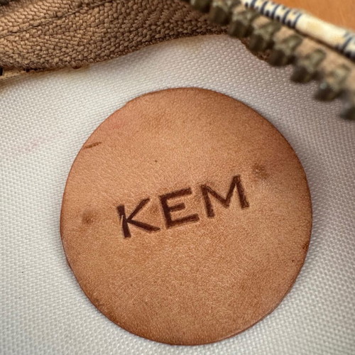 Kem clutch bag convertible to crossbody, beige and white