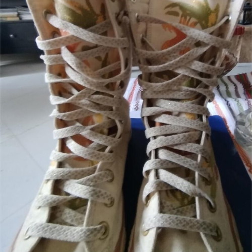 Converse All Star high-top boot used, size 37, ivory with flower design